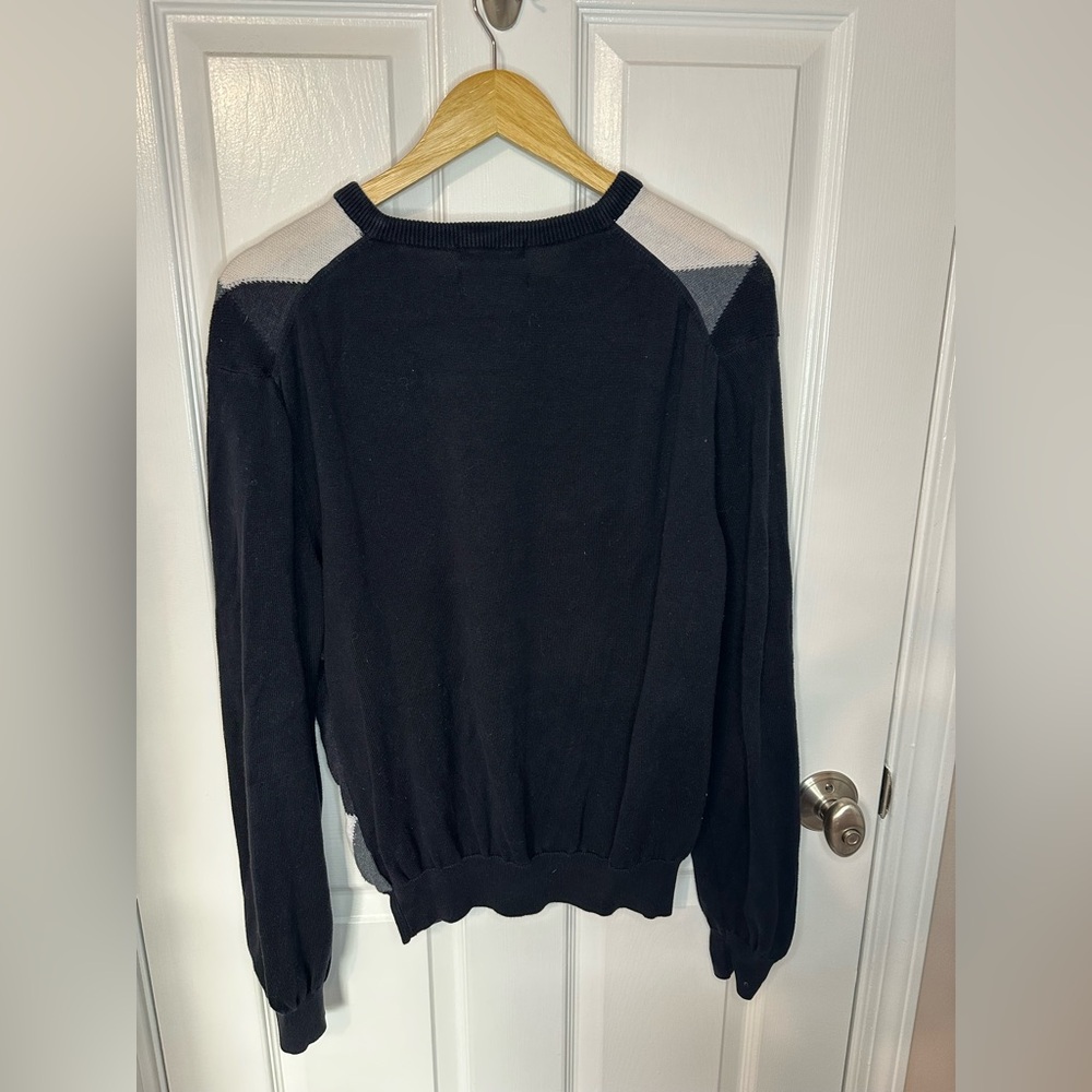 Lyle & Scott Argyle V Neck Sweater Mens Size Medium Cotton Preppy Ivy Academia - Picture 2 of 7